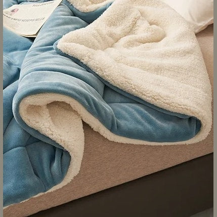 Double Sided Sherpa Fleece Blanket with Plush Flannel for Bed and Sofa