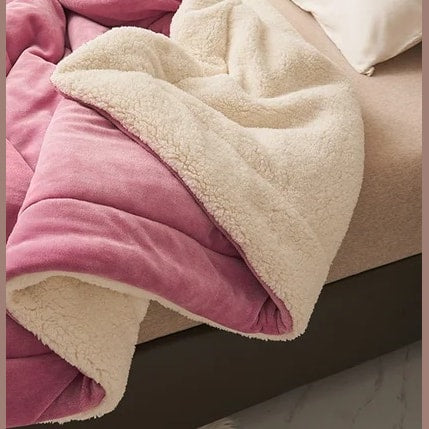 Double Sided Sherpa Fleece Blanket with Plush Flannel for Bed and Sofa
