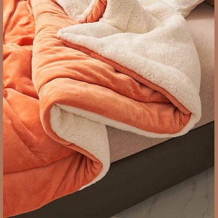 Double Sided Sherpa Fleece Blanket with Plush Flannel for Bed and Sofa