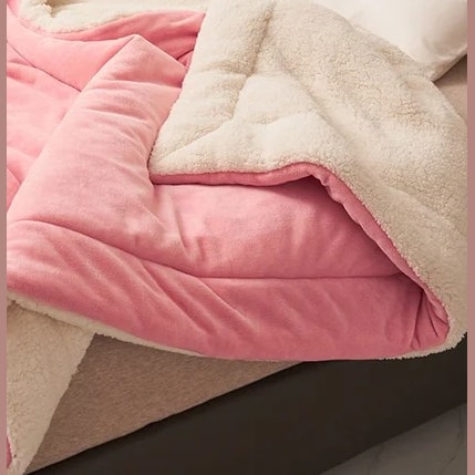 Double Sided Sherpa Fleece Blanket with Plush Flannel for Bed and Sofa