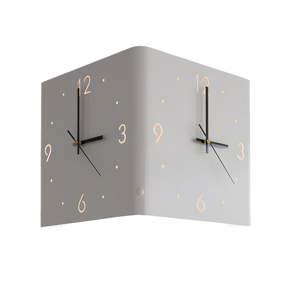 Corner Wall Clock Wall Sconce with Backlit LED Light