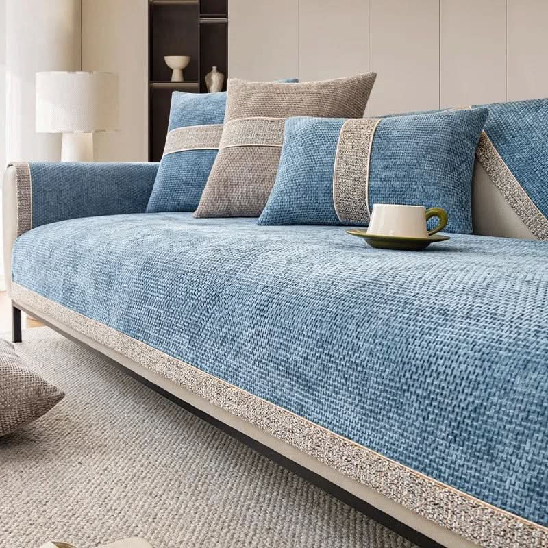 Non-Slip Sofa Cover with Linen Texture Knitted Polyester Couch Slipcover Machine Washable and Pet-Friendly