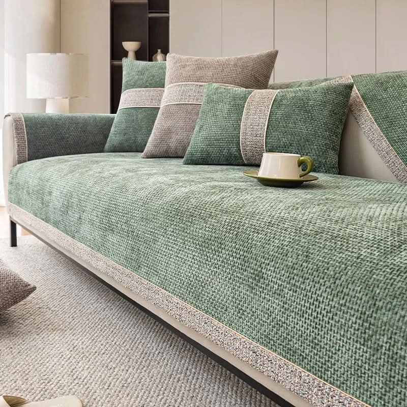 Non-Slip Sofa Cover with Linen Texture Knitted Polyester Couch Slipcover Machine Washable and Pet-Friendly