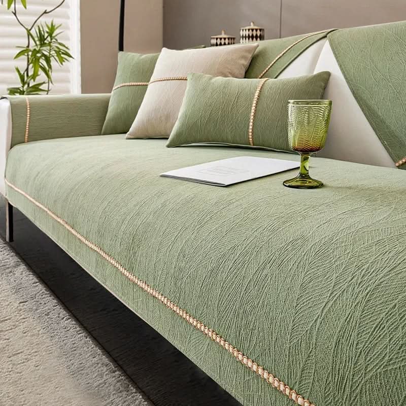 Non-Slip Sofa Cover with Linen Texture Knitted Polyester Couch Slipcover Machine Washable and Pet-Friendly