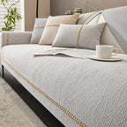 Non-Slip Sofa Cover with Linen Texture Knitted Polyester Couch Slipcover Machine Washable and Pet-Friendly