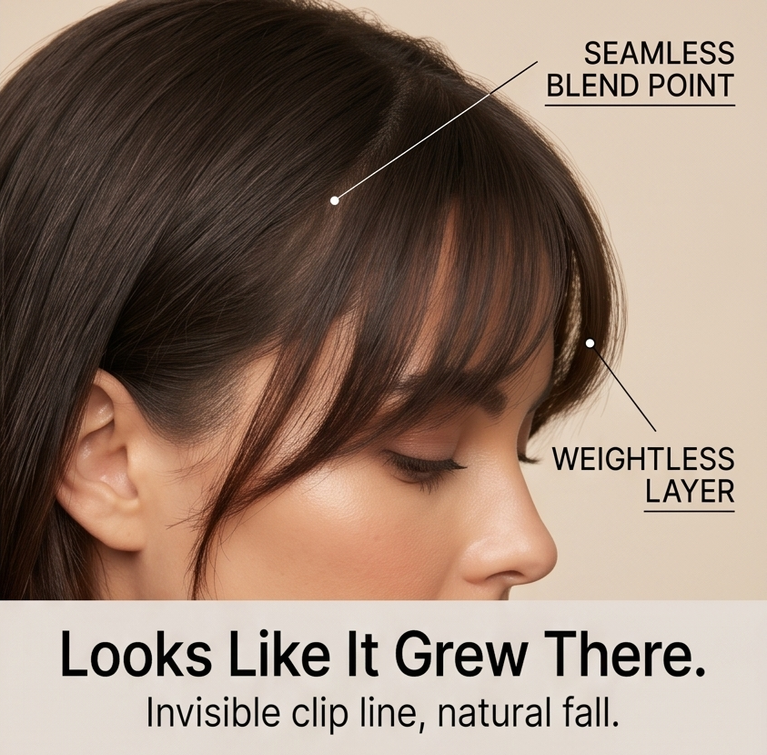 Clip-In Wispy Bangs Hair Topper with Seamless Blend and Double Clips