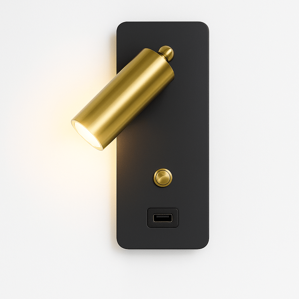 Adjustable LED Bedside Reading Light Wall Sconce with USB Charging Port