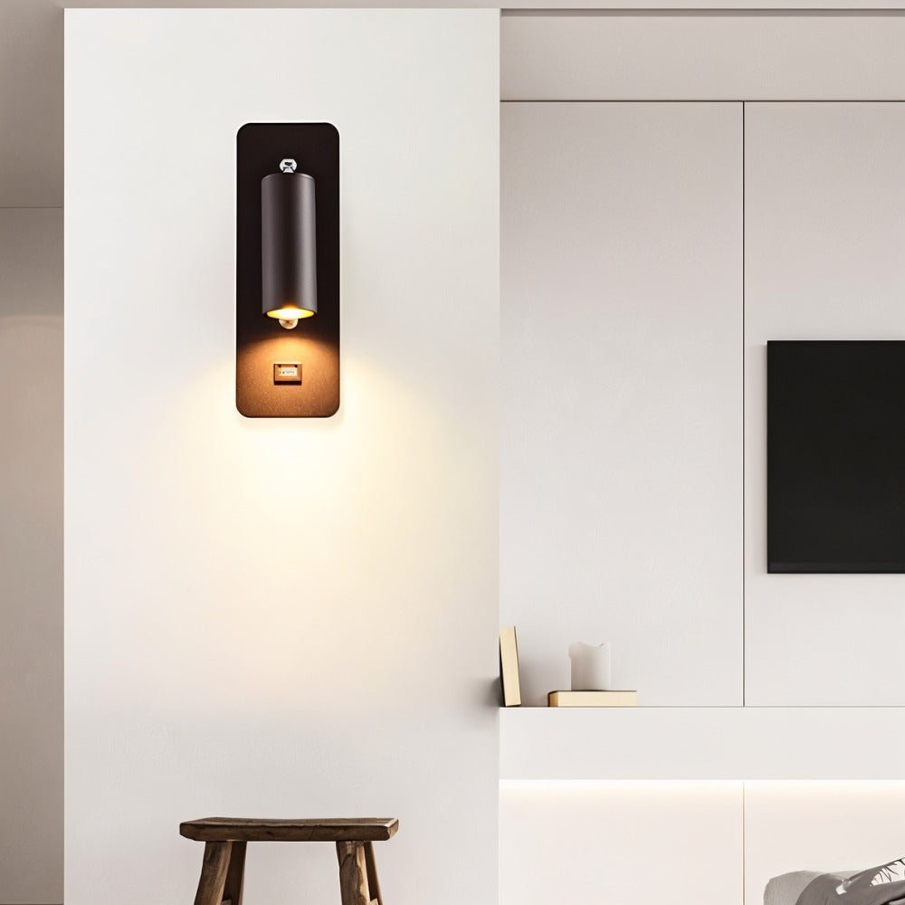 Adjustable LED Bedside Reading Light Wall Sconce with USB Charging Port