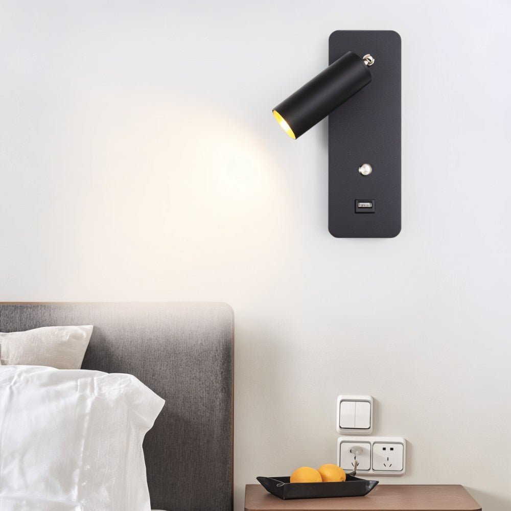 Adjustable LED Bedside Reading Light Wall Sconce with USB Charging Port