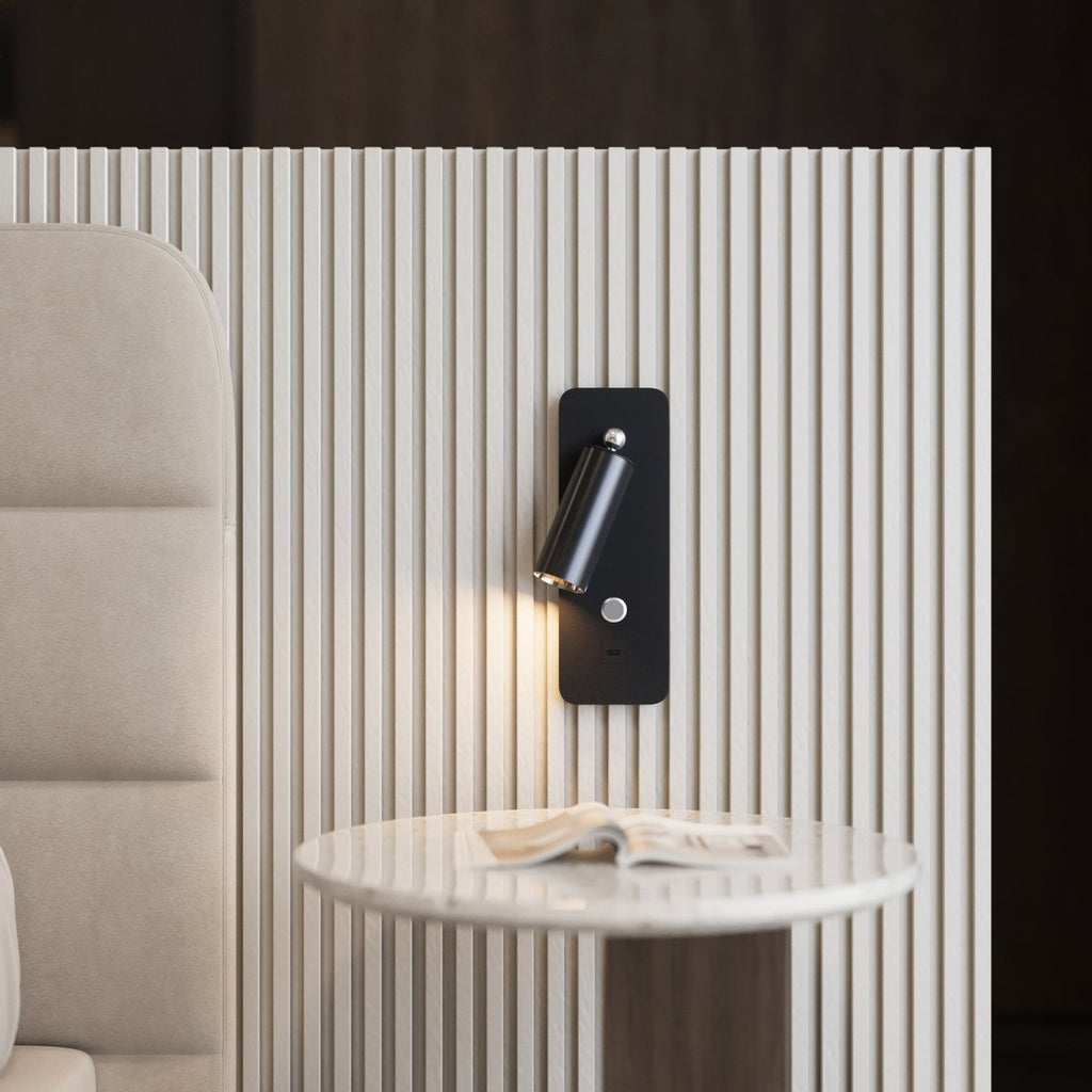 Adjustable LED Bedside Reading Light Wall Sconce with USB Charging Port