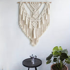 Boho Macrame Wall Hanging Handwoven Geometric Tapestry with Fringe and Tassels Wall Decor for Bedroom and Living Room
