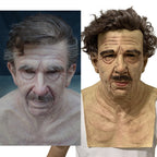 Creepy Old Man Mask Realistic Latex Halloween Mask for Adults Full Head Costume Mask with Movable Mouth for Cosplay and Theater