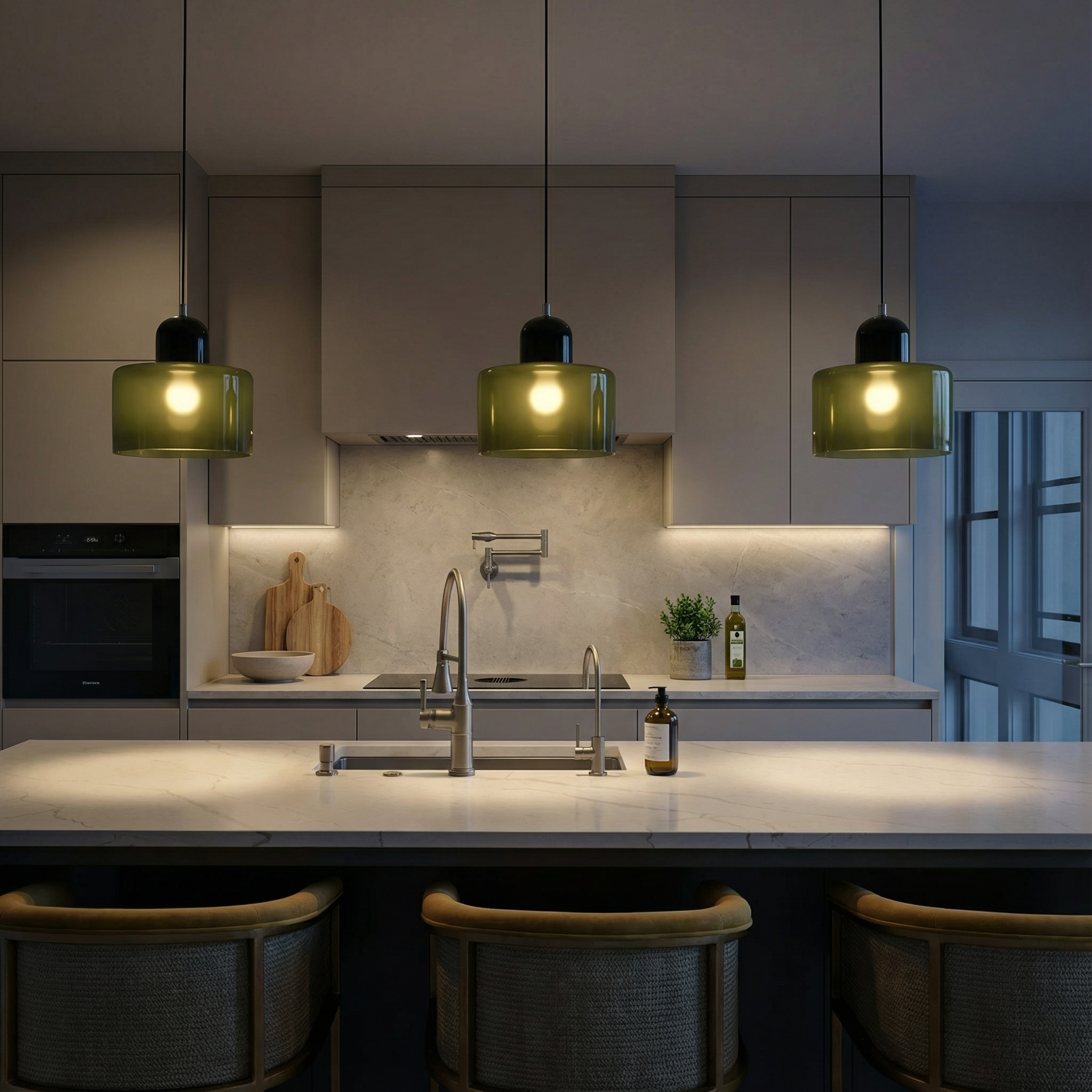 Bauhaus Glass Pendant Light with E27 Socket and Adjustable Cord