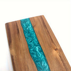 Acacia Wood Cutting Board with Blue Resin River Rectangular Charcuterie and Cheese Serving Board for Kitchen and Entertaining