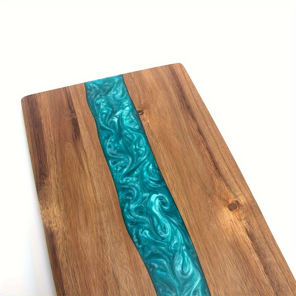Acacia Wood Cutting Board with Blue Resin River Rectangular Charcuterie and Cheese Serving Board for Kitchen and Entertaining