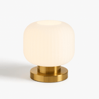 Ribbed Glass LED Light Table Lamp with Brass Base
