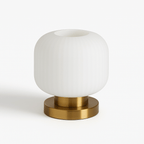 Ribbed Glass LED Light Table Lamp with Brass Base