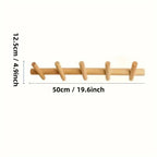 Solid Oak Wall Hook Rack Scandinavian Wooden Coat Rack Wall Mounted Peg Rail for Entryway Bathroom and Bedroom