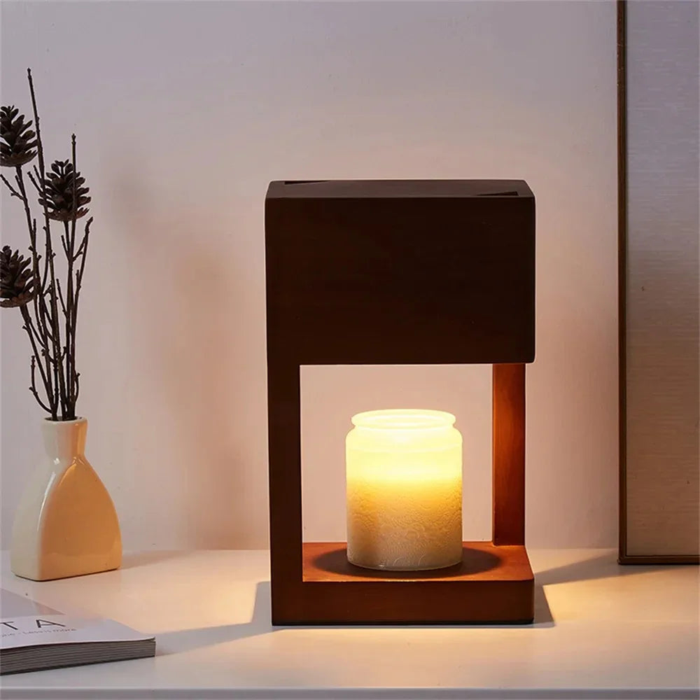 Minimalist Wood Table Lamp for Living Room and Bedroom in Dark Brown — Harbor Light Co.