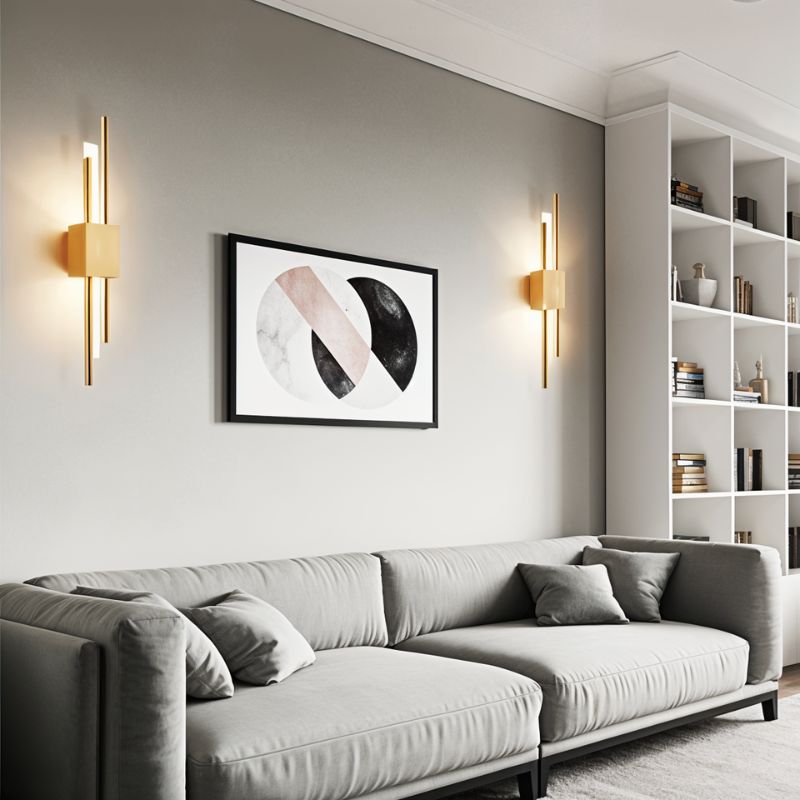 Modern Double Rod LED Light Wall Sconce with Backlit Diffuser