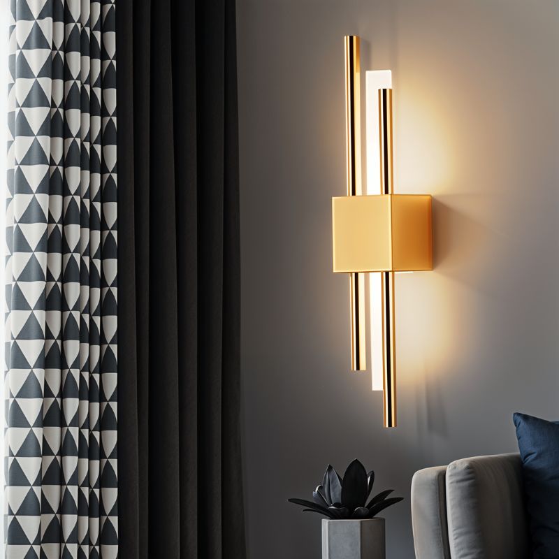 Modern Double Rod LED Light Wall Sconce with Backlit Diffuser