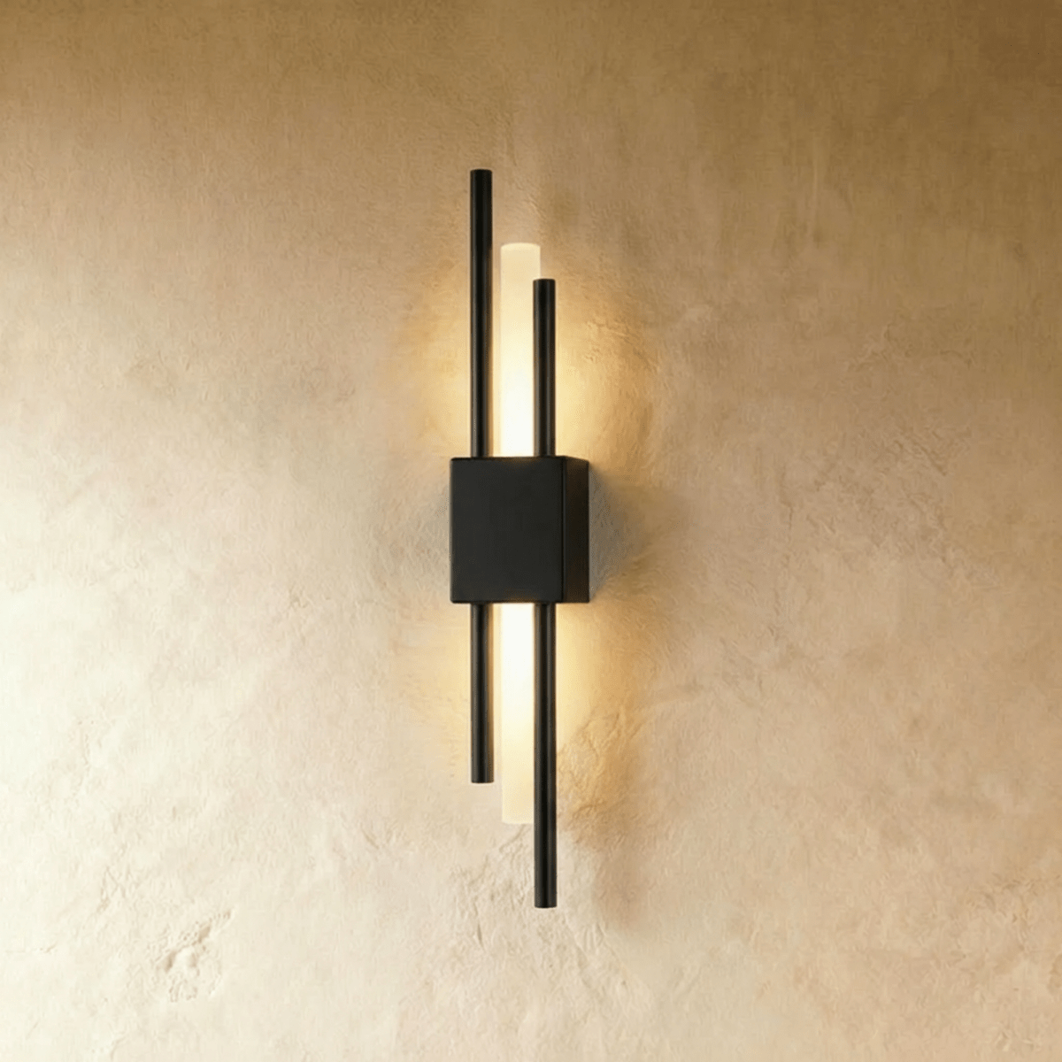 Modern Double Rod LED Light Wall Sconce with Backlit Diffuser