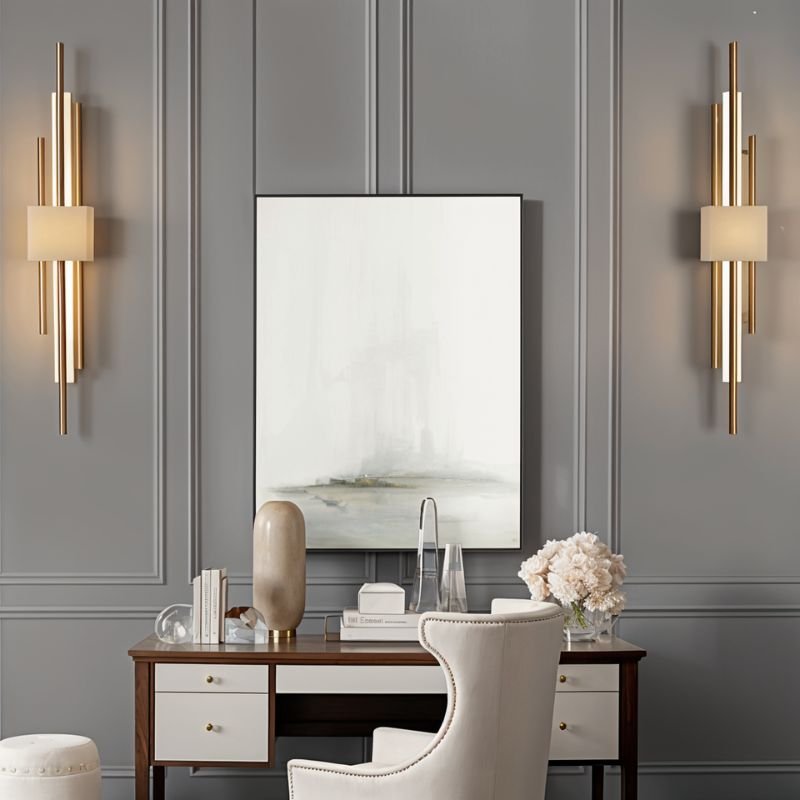 Modern Double Rod LED Light Wall Sconce with Backlit Diffuser