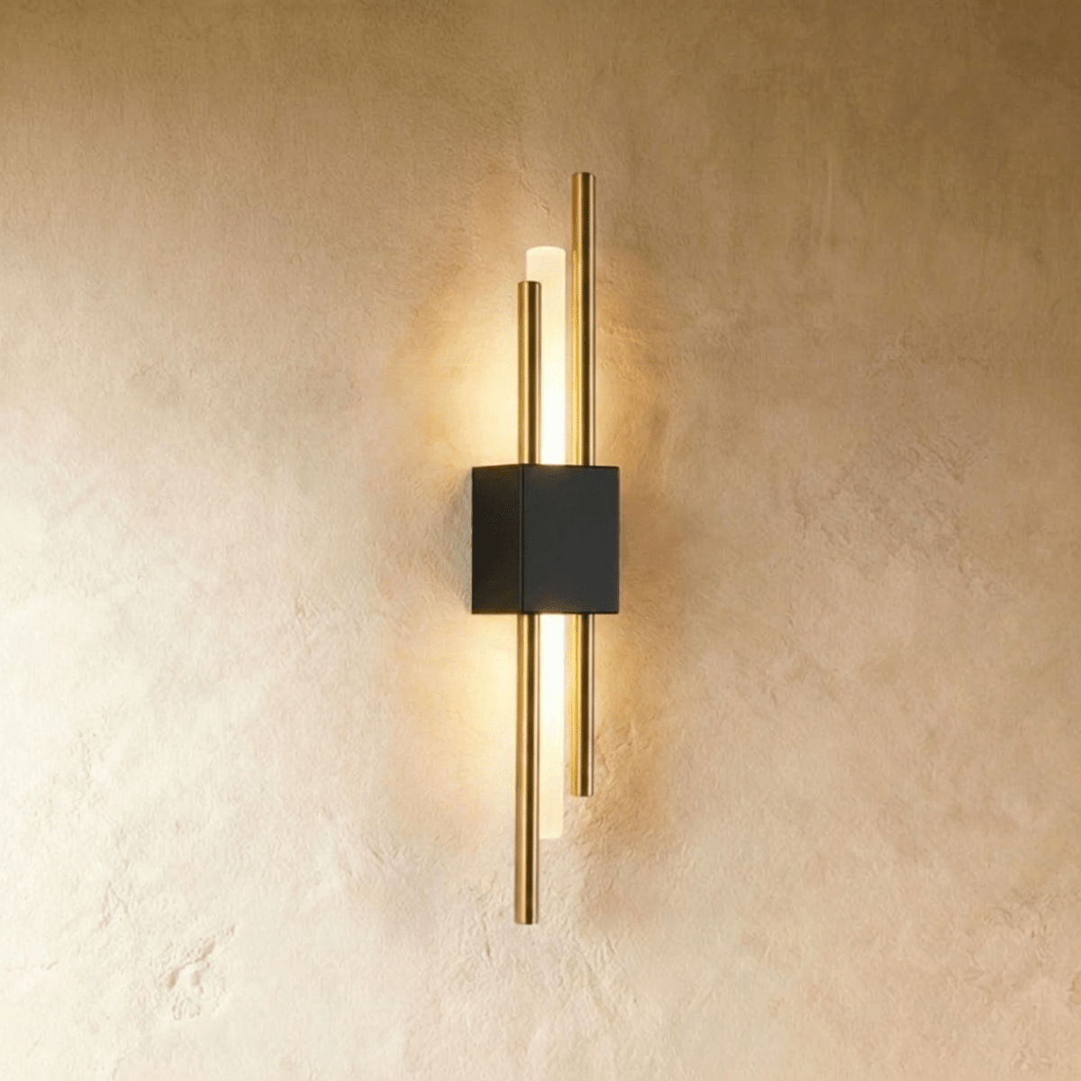 Modern Double Rod LED Light Wall Sconce with Backlit Diffuser