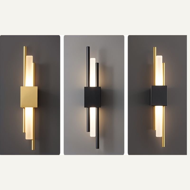 Modern Double Rod LED Light Wall Sconce with Backlit Diffuser