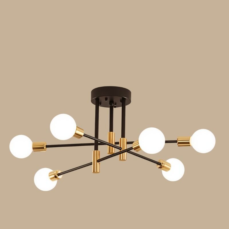 Modern Linear Ceiling Light with Black and Brass Finish