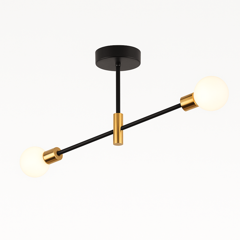 Modern Linear Ceiling Light with Black and Brass Finish