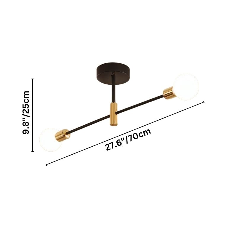 Modern Linear Ceiling Light with Black and Brass Finish