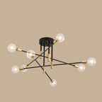 Modern Linear Ceiling Light with Black and Brass Finish