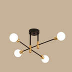 Modern Linear Ceiling Light with Black and Brass Finish