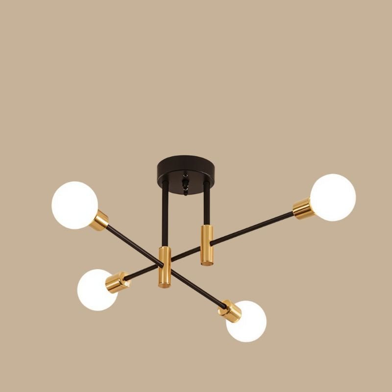 Modern Linear Ceiling Light with Black and Brass Finish
