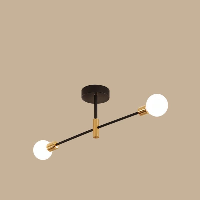 Modern Linear Ceiling Light with Black and Brass Finish