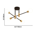 Modern Linear Ceiling Light with Black and Brass Finish