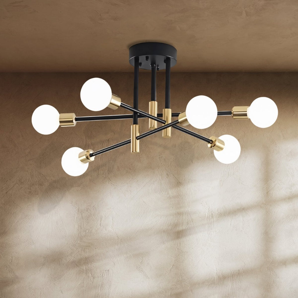 Modern Linear Ceiling Light with Black and Brass Finish