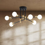 Modern Linear Ceiling Light with Black and Brass Finish