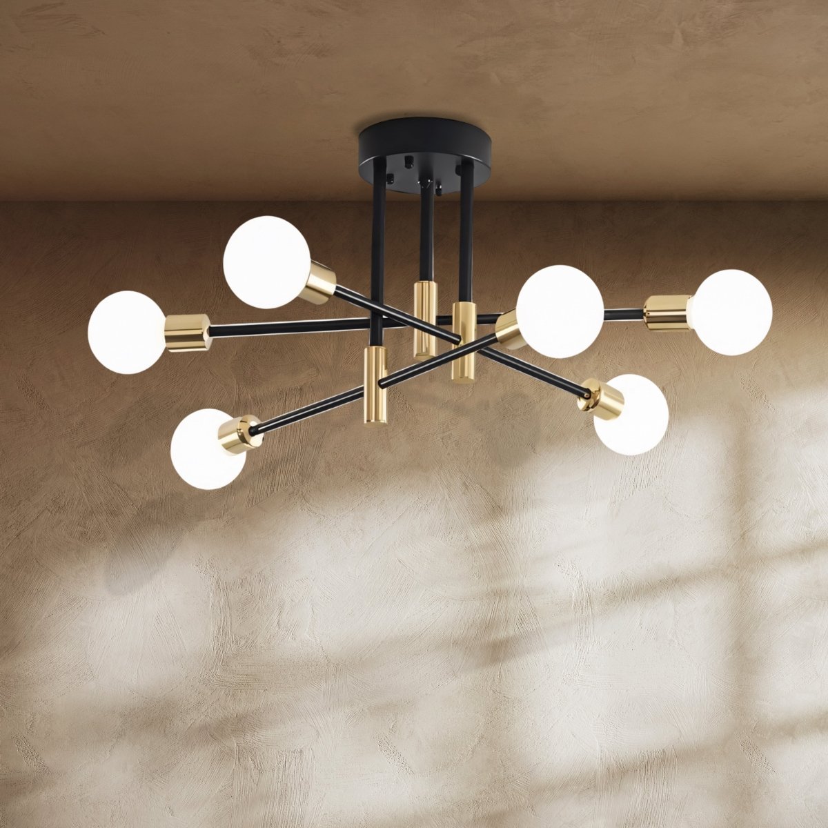 Modern Linear Ceiling Light with Black and Brass Finish