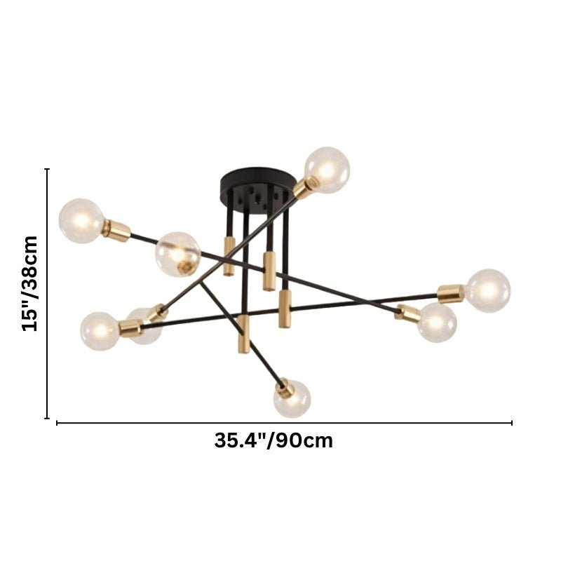 Modern Linear Ceiling Light with Black and Brass Finish