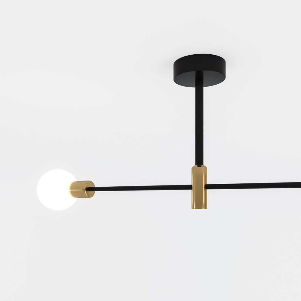 Modern Linear Ceiling Light with Black and Brass Finish