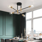 Modern Linear Ceiling Light with Black and Brass Finish