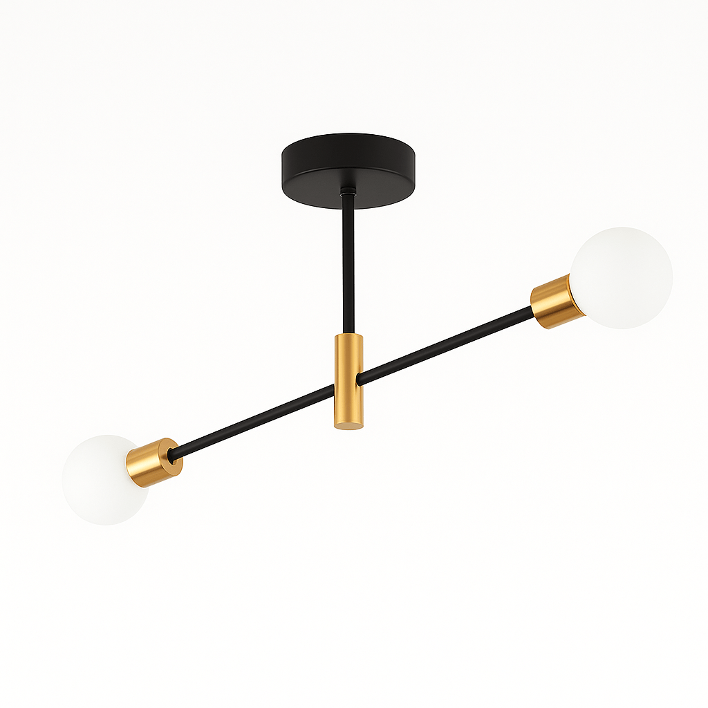 Modern Linear Ceiling Light with Black and Brass Finish