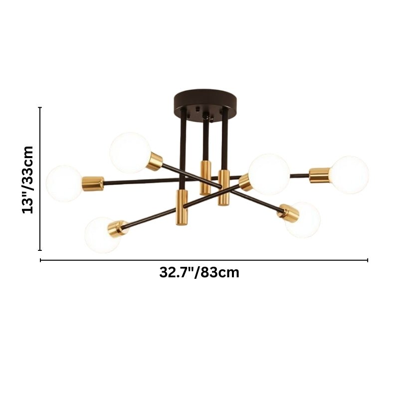 Modern Linear Ceiling Light with Black and Brass Finish