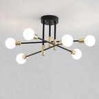 Modern Linear Ceiling Light with Black and Brass Finish