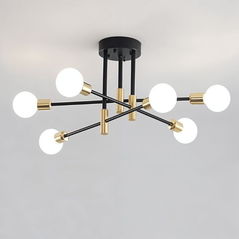 Modern Linear Ceiling Light with Black and Brass Finish