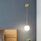 Glass Globe Hanging Wall Sconce with Slim Arm