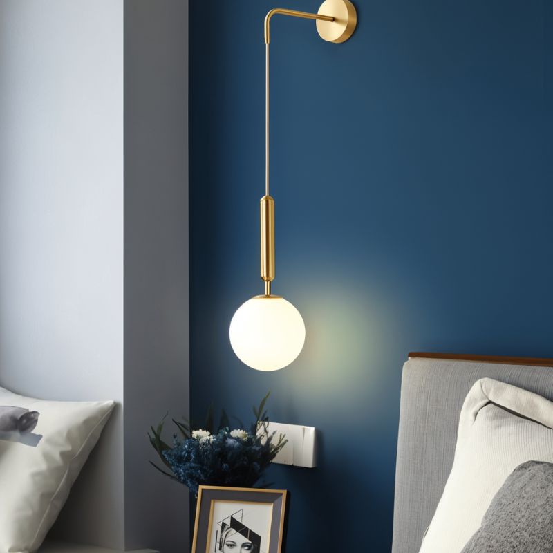 Glass Globe Hanging Wall Sconce with Slim Arm