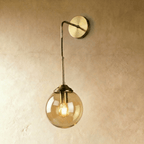 Glass Globe LED Light Wall Sconce with Long Brass Stem